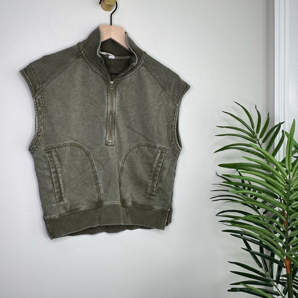 Anthropologie Daily Practice Olive Green Sleeveless Hoodie